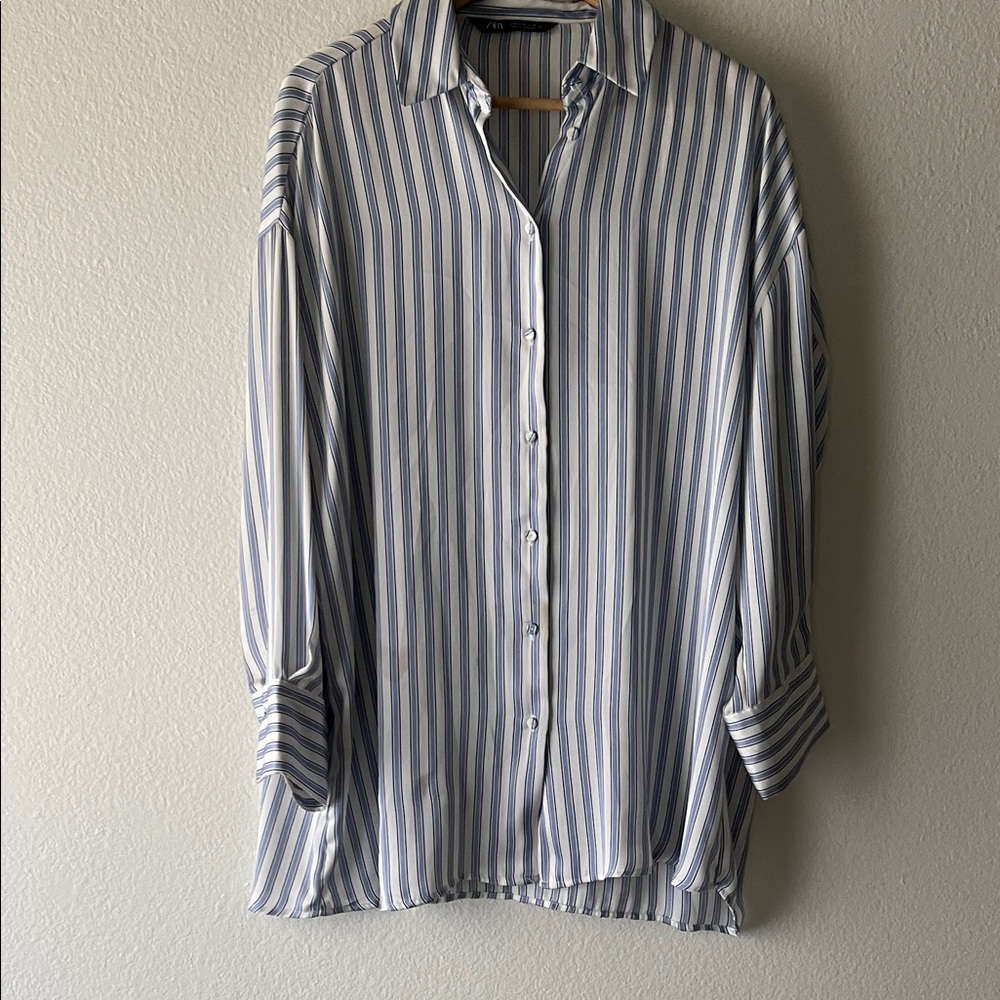 ZARA striped satin blouse